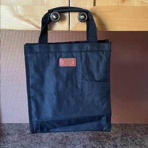 Black Insulated Lunch Tote with Brown Patch